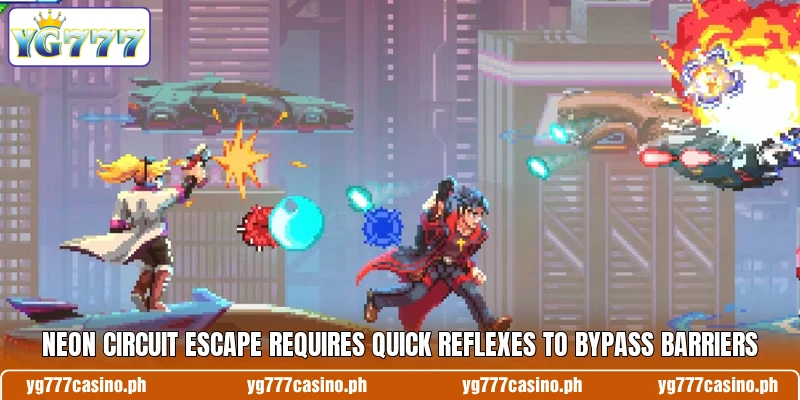 Neon Circuit Escape requires quick reflexes to bypass barriers Neon Circuit Escape requires quick reflexes to bypass barriers