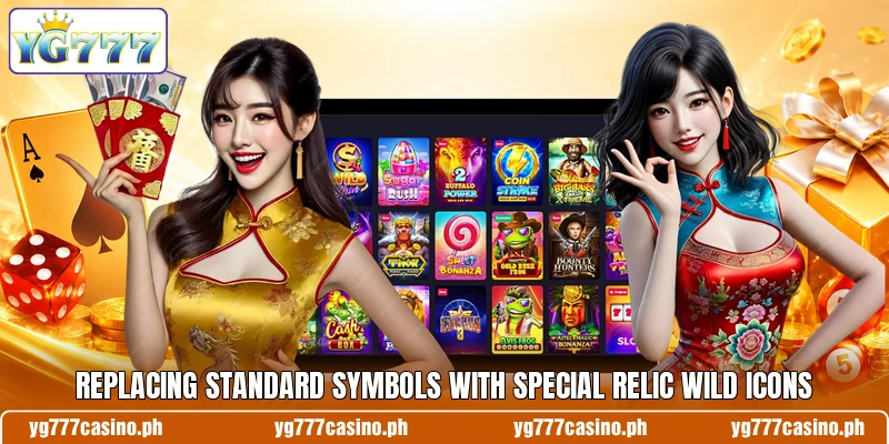 Replacing standard symbols with special relic wild icons Replacing standard symbols with special relic wild icons